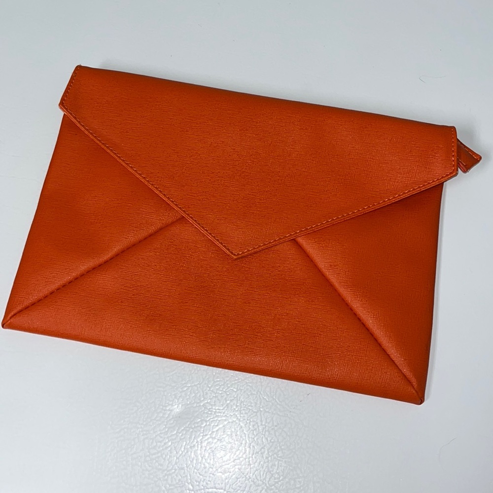 Bold Orange Envelope Clutch or Crossbody needs Straps Zebra Print Interior!